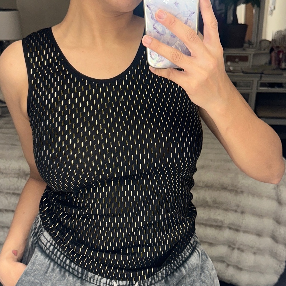 Banana Republic Size Xsmall Black and Gold Women's Tank Top new without tag